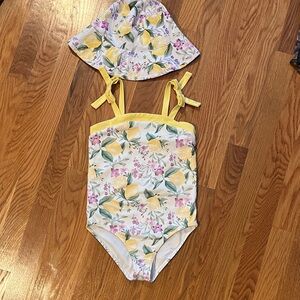 Janie and Jack Lemon Floral Kids One Piece Swimsuit